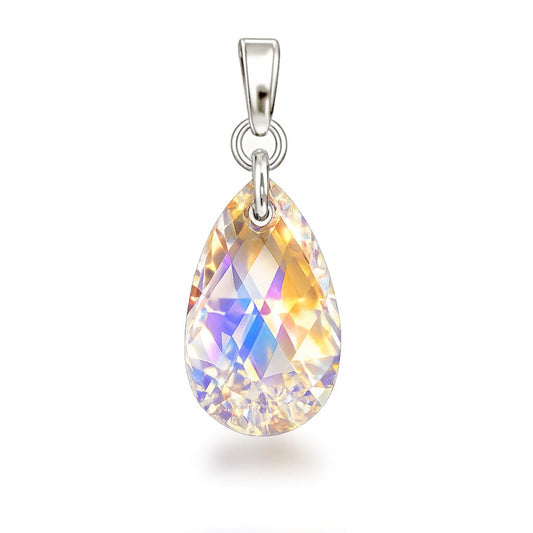 Anhänger Aurora Boreale - funkelnder Pear-shaped Tropfen Kristall 22mm mit 925 Silber Öse von  Schöner-SD.