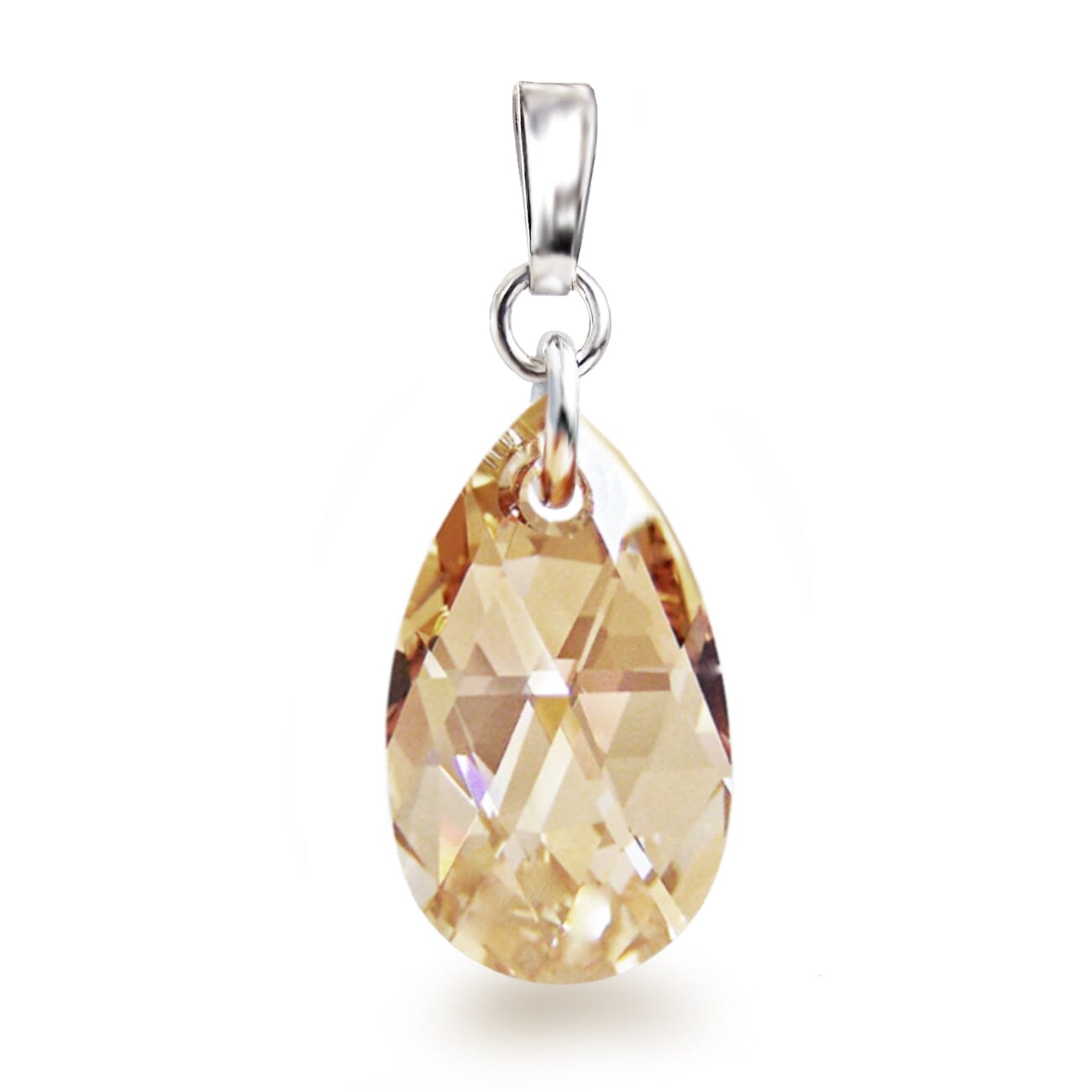 Anhänger Golden Shadow - funkelnder Pear-shaped Tropfen Kristall 22mm mit 925 Silber Öse von  Schöner-SD.