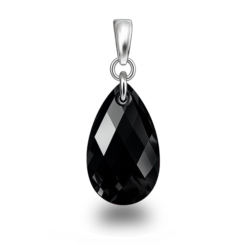 Anhänger Jet - schwarzer Pear-shaped Tropfen Kristall 22mm mit 925 Silber Öse von  Schöner-SD.
