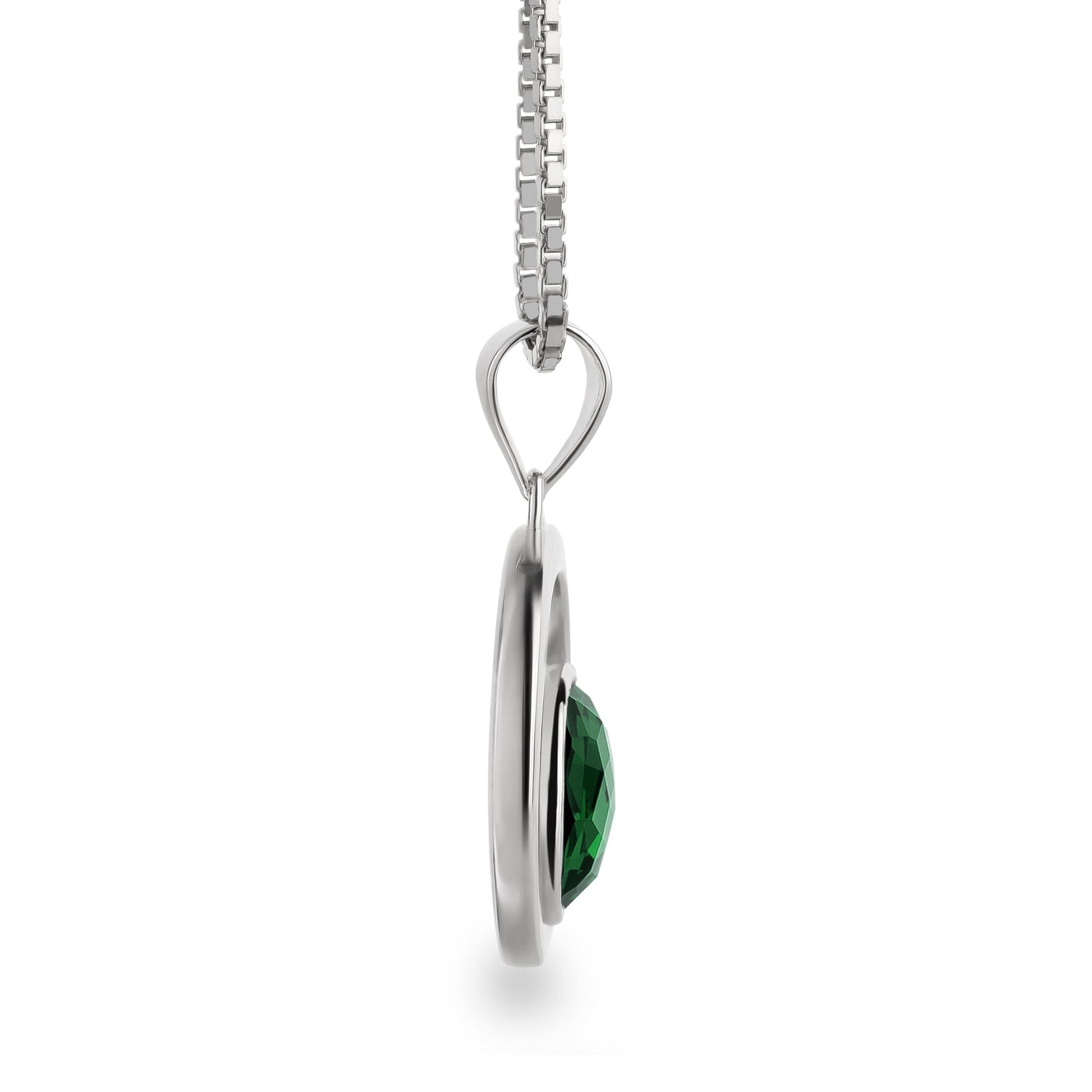 Schöner-SD Halskette mit Anhänger, Kristall in Grün, Material 925 Silber hochwertig verarbeitet, Ansicht von der Seite.