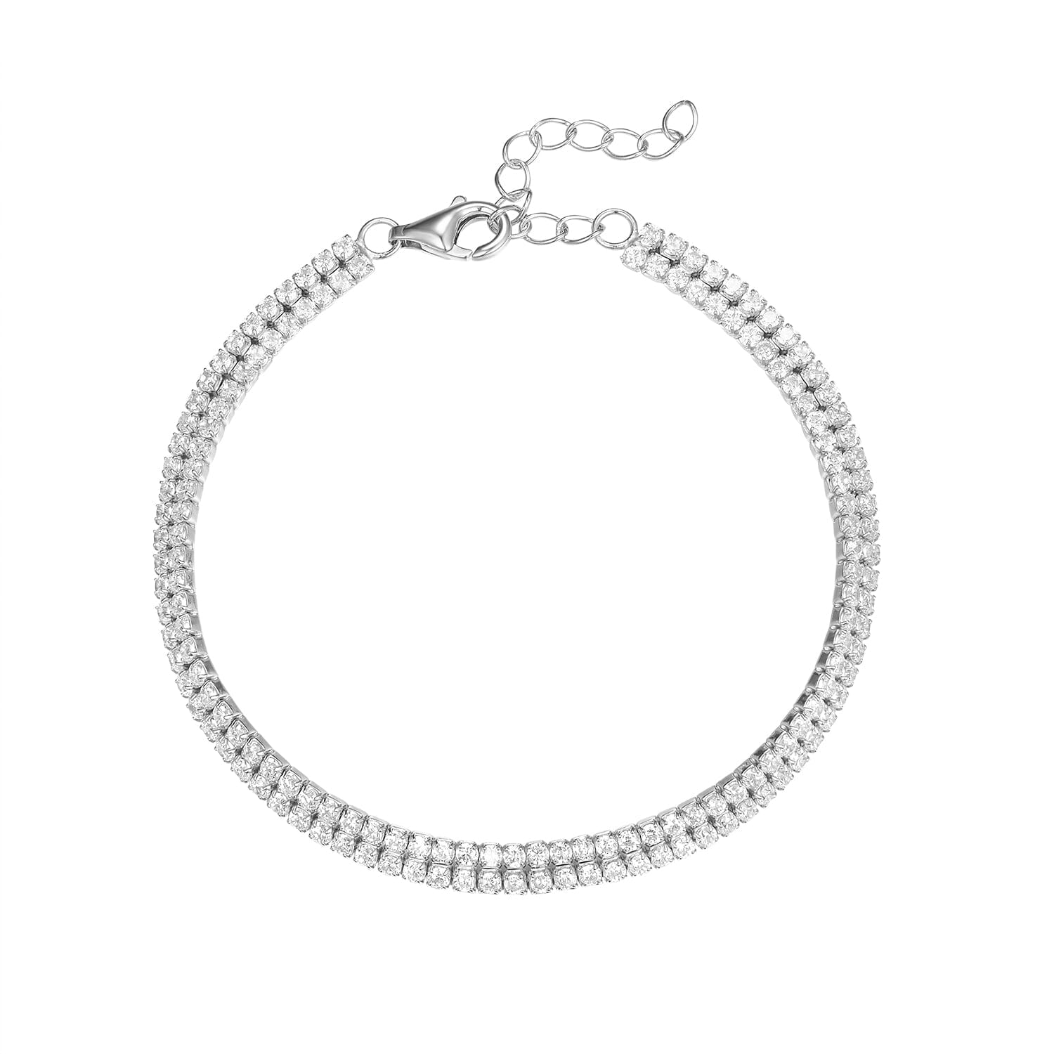 Tennisarmband aus 925 Silber mit 2 Reihen Zirkonia liegend Ansicht von oben